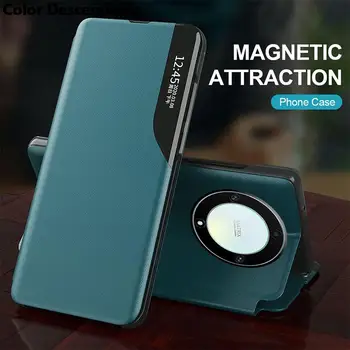Искусственная Кожа Смарт-Вид Из Окна Откидная Крышка Для Honor Magic5 Lite Magic 5 Lite 5Lite 5G Чехол С Магнитной Подставкой Для Телефона 6,67 дюйма