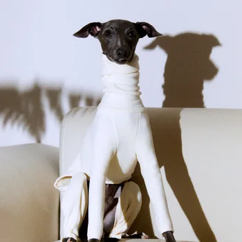 Итальянская борзая Уиппет осенне-зимняя водолазка для собак двусторонняя бархатная четвероногая шуба белого цвета