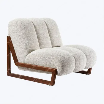 Итальянский одноместный диван-кресло из массива дерева, домашняя гостиная в китайском стиле, Ленивый стул для отдыха из овечьей шерсти