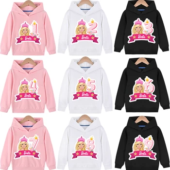 Каваи, детские кофты с Барби на день рождения от 1 до 10 лет, детские дышащие свитера с капюшоном для девочек с героями мультфильмов, праздничные пуловеры, подарки