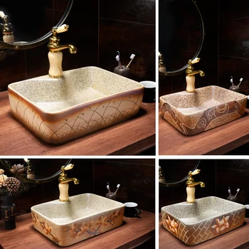 Квадратный ретро-умывальник Jingdezhen ceramic art для ванной комнаты home