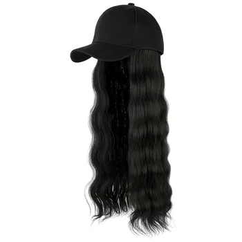 Кепка с регулируемой прической для волос, прикрепленная длинная шляпа с волнистыми волосами, бейсбольный парик с козырьками для париков