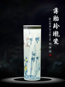 Керамическая ваза Цзиндэчжэнь, ручная роспись, цветочная композиция, фарфор из яичной скорлупы, Бамбук, безопасный Прямой рабочий стол в гостиной