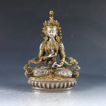 Китайская Статуя Ваджрасаттвы ручной работы из серебра, меди с позолотой