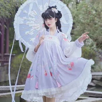 Китайский стиль Litchi Ice Cream Op С длинным рукавом Китайский элемент Древний стиль Маленькое Свежее платье в стиле Лолиты Harujuku Goth