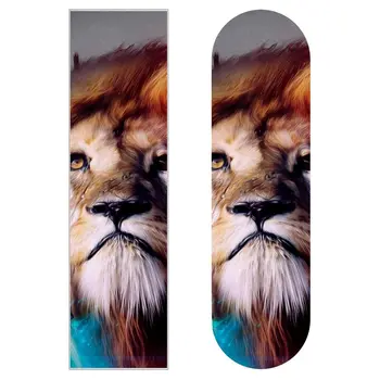 Клейкая лента для захвата скейтборда с рисунком мультяшного зверя и льва, Наждачная бумага для роликовой доски, лонгборд, клейкая лента для захвата скейтборда 33x9 дюймов
