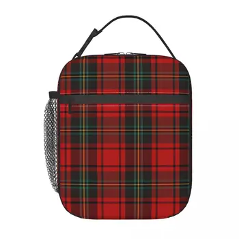 Клетчатый плед Clan Stewart, черно-красная клетка, изолированные сумки для ланча, Термосумка, контейнер для еды, сумка-тоут, ланч-бокс, сумки для хранения продуктов