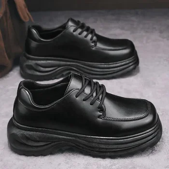 Кожаная обувь, мужская зимняя деловая обувь, осенняя дышащая спортивная мужская обувь, молодежная официальная одежда на шнуровке, мужская обувь