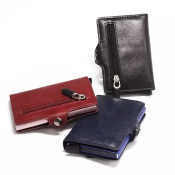 Кожаный бумажник-визитница, Мужская деловая многофункциональная сумка для карт, ультратонкий RFID-кошелек Smart Cartera