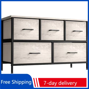 Комод Sivan Home Décor с 5 ящиками для белья - универсальный для хранения вещей в спальне и / или подставки для телевизора (искусственное дерево - Серый)