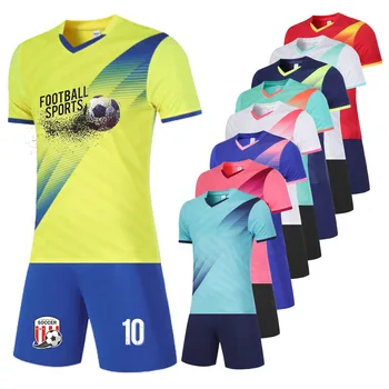 Комплекты футбольной формы для детей и мужчин, изготовленные на Заказ Сублимационные заготовки, рубашка с коротким рукавом и шорты из 2 частей, футбольный тренировочный спортивный костюм