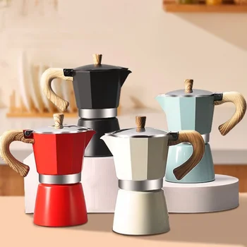 Кофеварка, Классический Алюминиевый кофейник Moka, Кофейники для приготовления эспрессо в американском стиле, вместимость 1 ~ 6 чашек (50 ~ 300 МЛ)