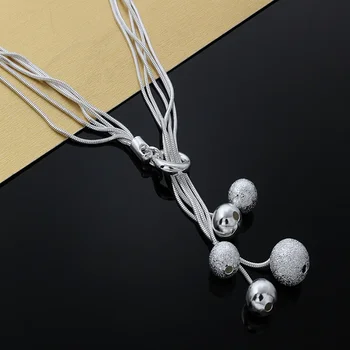 Красивое ожерелье из гладких бусин из стерлингового серебра 925 пробы для женщин Вечерние Свадебные модные украшения популярных брендов Рождественские подарки