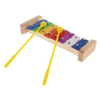 Красочный 8-тональный ксилофон с 2 деревянными молотками для детской музыкальной игрушки в подарок