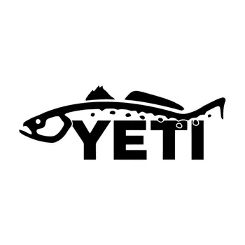 Креативная наклейка на автомобиль с логотипом Yeti в виде рыбы, Виниловая наклейка на окно автомобиля, наклейка для рыбалки, черный / серебристый, 15 см * 5 см
