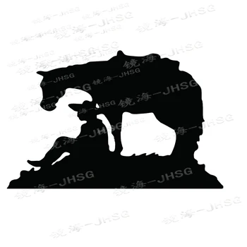 Креативные автомобильные аксессуары - Виниловая наклейка с изображением лошади и ковбоя - Водонепроницаемый ПВХ - Подходит для различных транспортных средств