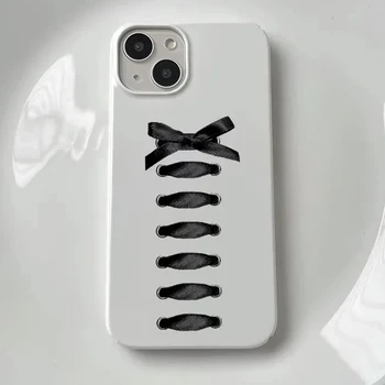 Креативный Чехол для телефона с ремешками и бантом для iPhone 15 14 11 12 13 Pro Max Забавный Корейский Милый Чехол для телефона для iPhone XR XS MAX