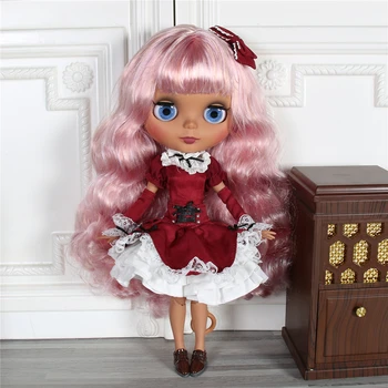 Кукла ICY DBS Blyth 1/6 bjd joint body темная кожа матовое лицо фиолетово-розовая игрушка для волос 30 см подарок для девочек