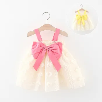Летнее платье принцессы с бантом для маленьких девочек, детский сарафан без рукавов с цветочным принтом, Вечерние Элегантные платья для взрослых, Vestido