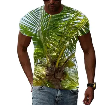 Летние футболки для мужчин, 3D принт, хип-хоп, харадзюку, индивидуальность, Круглый вырез, короткий рукав, мода, досуг, Природный пейзаж, Пальма