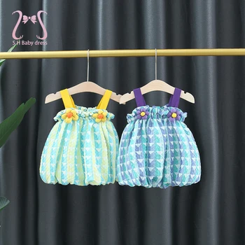 Летняя мода для новорожденных девочек, вечерние платья принцессы с цветочным узором для новорожденных, одежда для детей от 0 до 3 лет, детский костюм
