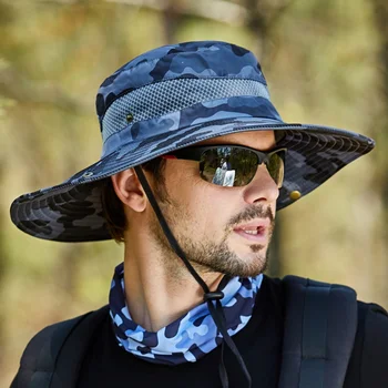 Летняя мужская дышащая солнцезащитная шляпа для путешествий, рыбалки, пеших прогулок, Солнцезащитная рыбацкая панама с широкими полями, мужская кепка с защитой от ультрафиолета