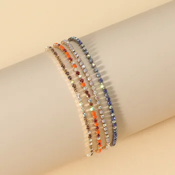 Маленький браслет-цепочка из разноцветных стразов Bracelete для женщин и девочек, ювелирные изделия