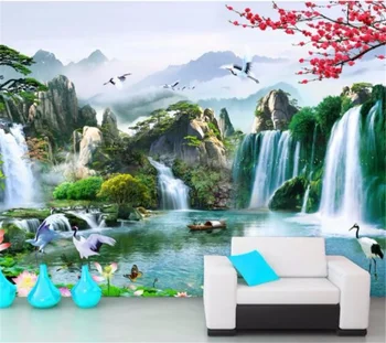 Масштабные фрески wellyu на заказ, красивые реки, текущая вода, изобилие обоев для стен на фоне китайского телевизора