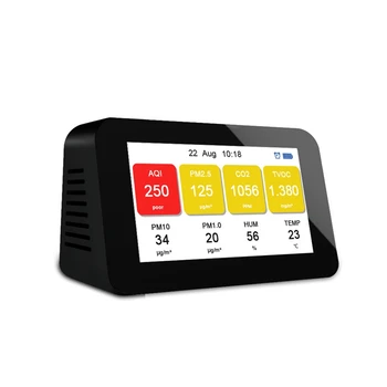 Металлический детектор качества воздуха PM2.5 PM1.0 PM10 Детекторы частиц CO2 TVOC Монитор температуры и влажности
