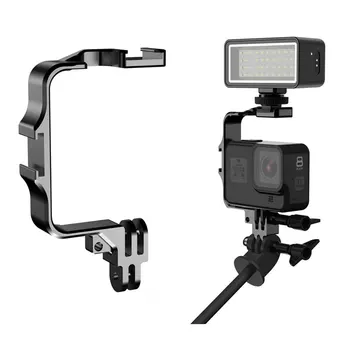 Металлический Каркас Штатив для экшн-камеры, вспышка, держатель микрофона с адаптером для холодного башмака для GoPro 11 10 9 8 7 Sjcam Yi Osmo