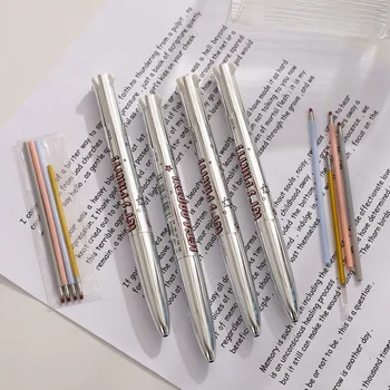 Многофункциональная ручка для печати Kawaii Silver Smooth Writing Pen 4 Цвета Модульная Шариковая Ручка Креативные Студенческие принадлежности DIY Стационарные