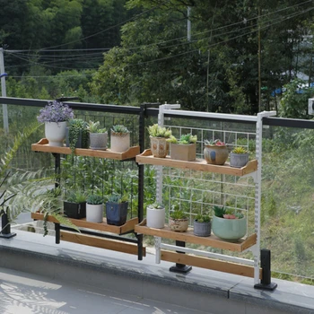 Многофункциональные горшки для растений, Подвесная подставка для цветов на балконе, Полка с двойной конструкцией, Устойчивая несущая стойка для растений
