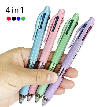 Многоцветные шариковые ручки 4 В 1 Креативная Красочная Выдвижная многофункциональная ручка Для студентов, пишущих Школьные Офисные принадлежности Kawaii