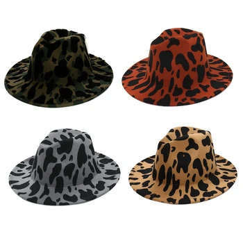 Модная Фетровая шляпа в британском ретро Стиле, Леопардовый цилиндр, Теплая Церковная Шляпа, Реквизит для Танцовщицы, Винтажная Свадебная Шляпа