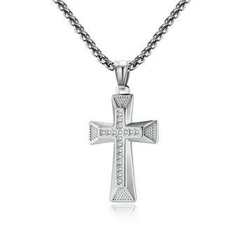 Модный кулон с крестом, мужское ожерелье из кубического циркония из нержавеющей стали, христианские религиозные украшения