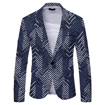Модный новый мужской бутик деловой печати 2024 года, приталенный строгий костюм, пиджак на одной пуговице, повседневные блейзеры, куртка, пальто для мужчин