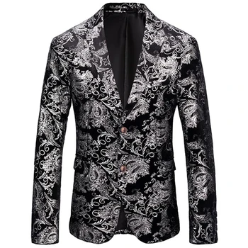 Модный Новый мужской повседневный трендовый костюм в цветочек 2023 года / Мужские Приталенные Блейзеры, куртка, пальто, платье с принтом