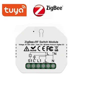 Модуль Интеллектуального Выключателя Света Tuya ZigBee 3.0 Работает с Alexa Google Home для Голосового Управления Smart Life /Беспроводной Пульт Дистанционного управления Tuya
