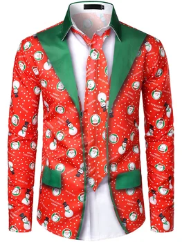 Мужская дизайнерская рубашка поло с 3D принтом 2023 с длинным рукавом, удобная мягкая ткань, повседневный топ для праздничной вечеринки, Рождественский подарок