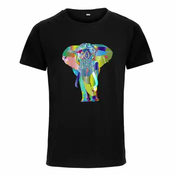 Мужская и женская футболка с 3D разноцветным слоном, топы унисекс для отдыха, летняя тонкая футболка