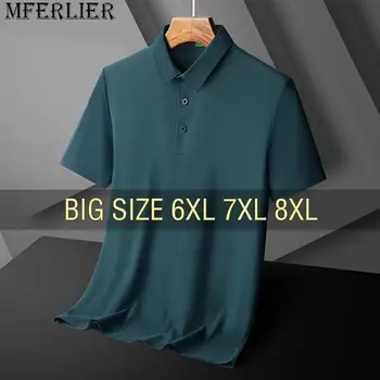 Мужская футболка Polo Cool Stretch Тонкая оверсайз 5XL 6XL 7XL Плюс размер 2023, дышащий отворот, модный короткий рукав, Летний мужской