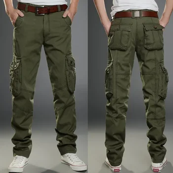 Мужские брюки-карго с несколькими карманами, военные тактические штаны для бега трусцой, уличная походная толстовка, мужские хлопковые однотонные брюки