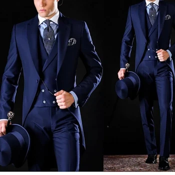 Мужской костюм-смокинг для жениха Terno, повседневное элегантное пальто для выпускного вечера, Однобортная куртка из 3 предметов, брюки, жилет, приталенный крой