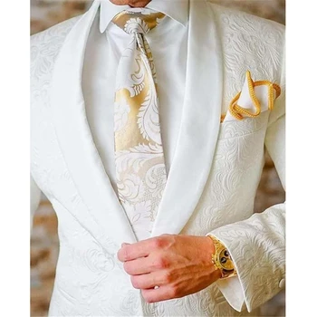 Мужской свадебный костюм с цветочным рисунком, приталенный смокинг для жениха, куртка для мужчин с брюками, мужской модный костюм из 2 предметов