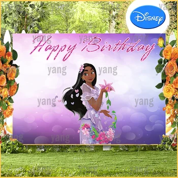 Мультяшная принцесса Диснея Энканто Мирабель Прекрасная Изабелла Фон с красивыми цветами Фон для фотосъемки вечеринки по случаю Дня рождения