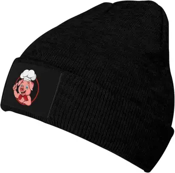 Мультяшная свинья шеф-повар Показывает большой палец вверх, шапочка-бини для мужчин и женщин, теплая уютная вязаная шапочка с черепом, акриловые зимние шапки