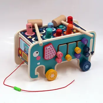 Мультяшный Деревянный Слон Суслик Игрушки Цифровая игра для ходьбы Игрушки для раннего обучения для младенцев и малышей Автомобиль