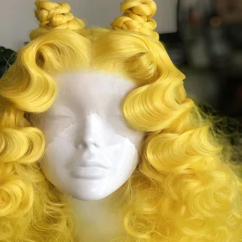 Мягкий 26-дюймовый парик с длинной волной 180% плотности, предварительно выщипанный желтый кружевной парик спереди для чернокожих женщин Babyhair Glueless Daily