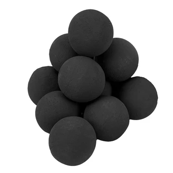 Набор круглых огненных камней 10ШТ Для внутренних и наружных кострищ или каминов, 3-дюймовые черные керамические огненные шары