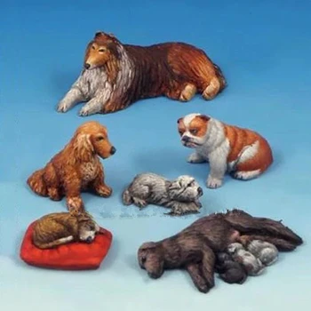 Набор моделей животных из смолы в масштабе 1/35, группа домашних собак, макет микро Сцены, Диорама в разобранном виде, Неокрашенные игрушки 